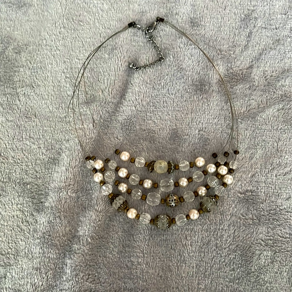 Wire Choker Necklace with Beads